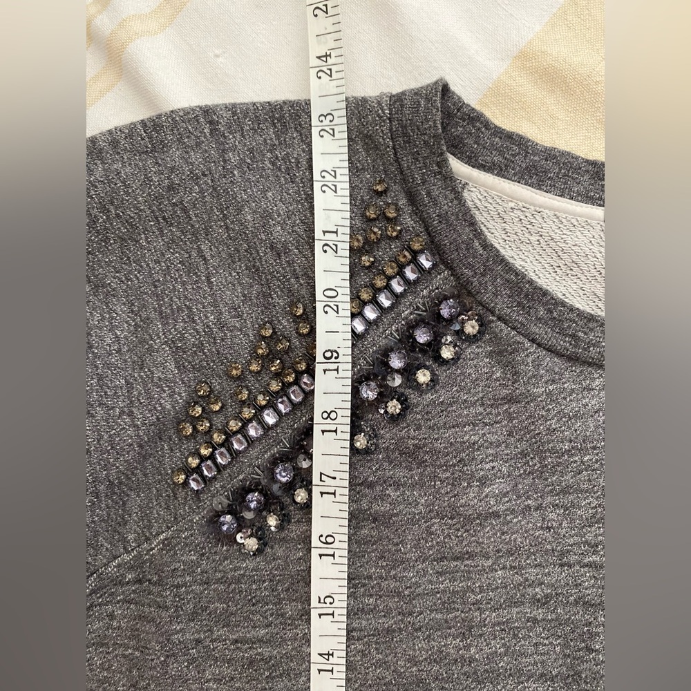 J. Crew 💎 Beloved Bejeweled Sweatshirt, Black Label, Raglan Sleeve, SZ L - Picture 9 of 14
